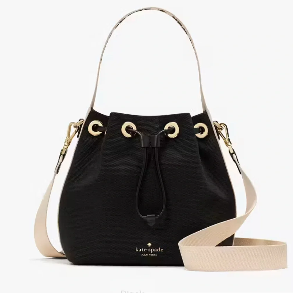 Kate Spade Kip Canvas Bucket Bag Black - Picture 12 of 15